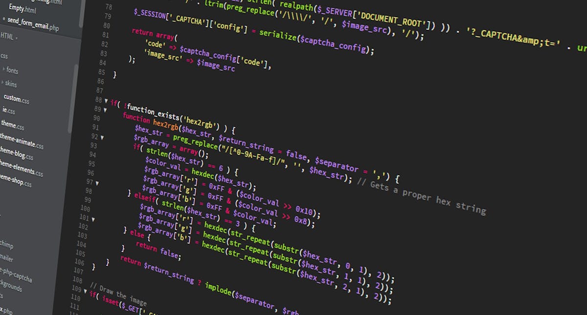 Code on a screen
